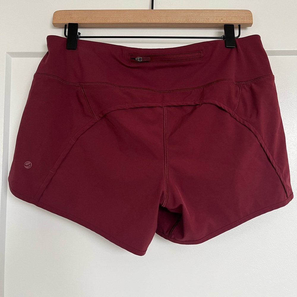 CRZ Yoga Running Shorts Womens Burgundy High Waisted Lined Athletic Shorts - Picture 2 of 7